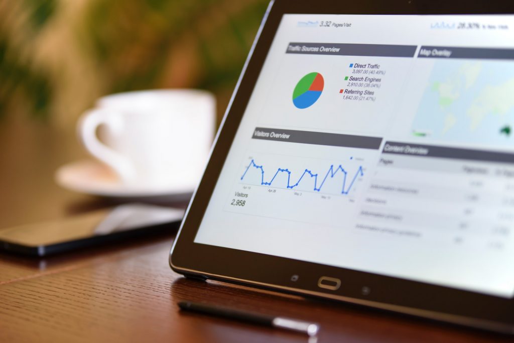 graph and pie chart on tablet